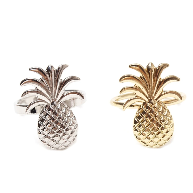 

12Pcs Pineapple Napkin Ring Metal Plating Napkin Ring Ring Stand Wedding Holiday Party Table Decoration