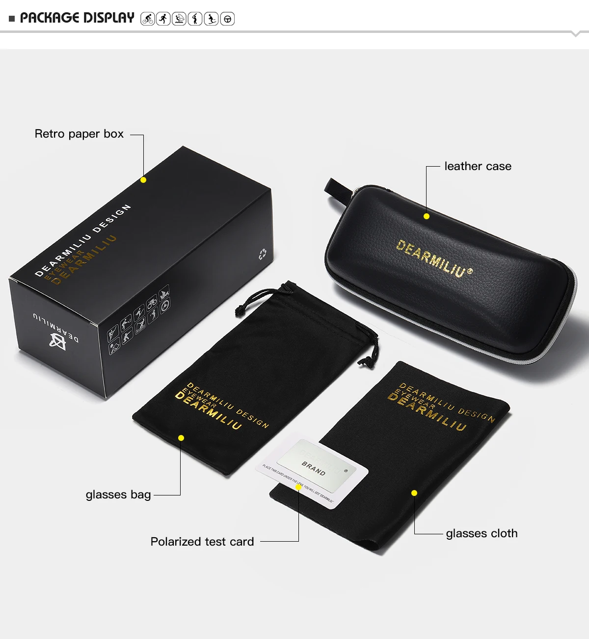 Мужские солнцезащитные очки DEARMILIU поляризованные с защитой от ультрафиолета UV 400