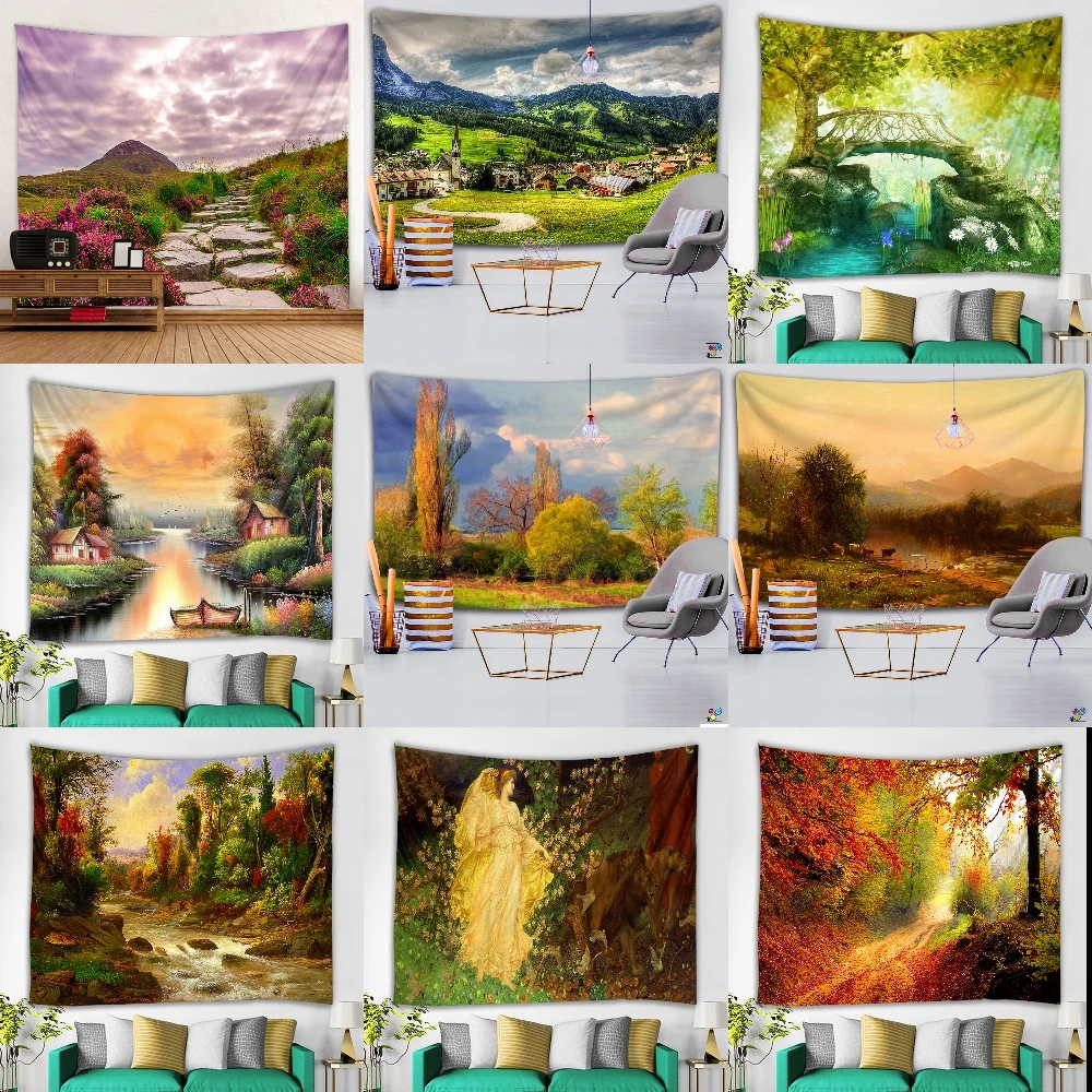 

Wholesale 3D Beach Towel Waterfall Landscape Beautiful Forest Stream Printing Wall Carpet Yoga Mat Home Decor Tapestry