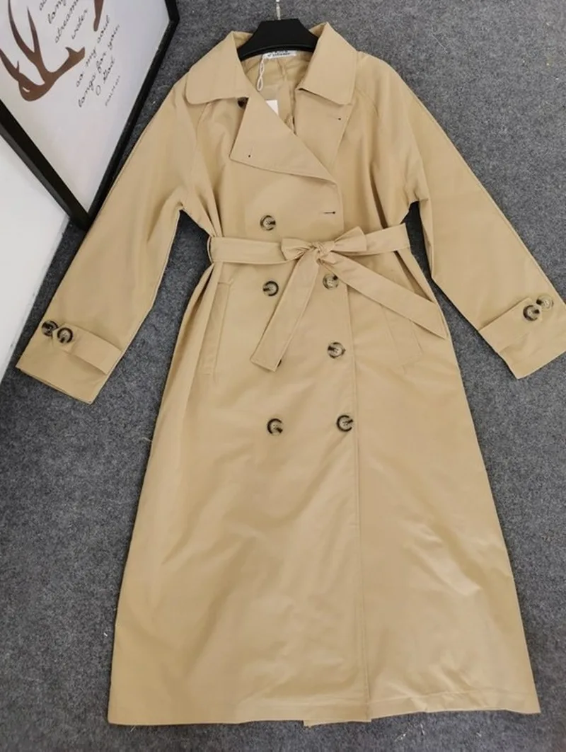 Осенне-зимний тренч для женщин на шнуровке большой размер британский стиль