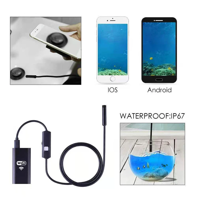 

New Fishing cameras IP67 waterproof wire camera Android phone cameras tablet 8LED illuminated fish finder camera accessories