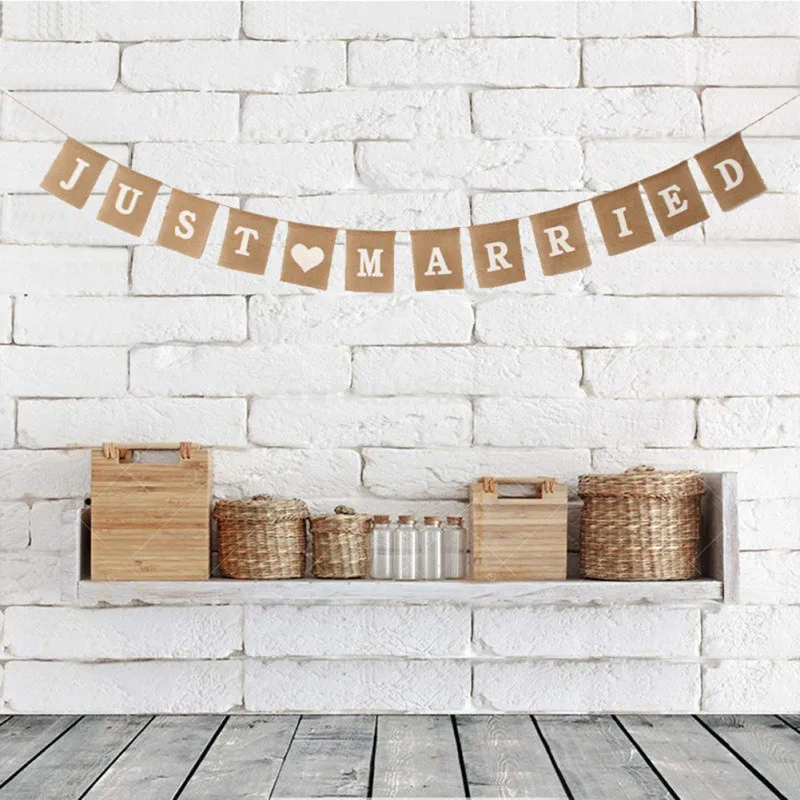 

Мода просто женатые Свадебные Pull Flag льняные Ретро Pull Flag DIY украшения для свадебной вечеринки