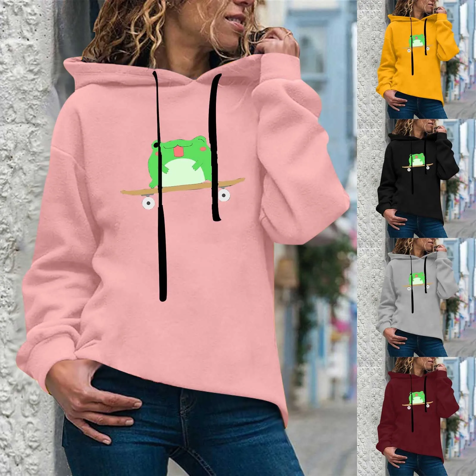 

Женская модная повседневная толстовка с капюшоном и забавным принтом, свободные спортивные топы, пуловер, повседневные женские худи