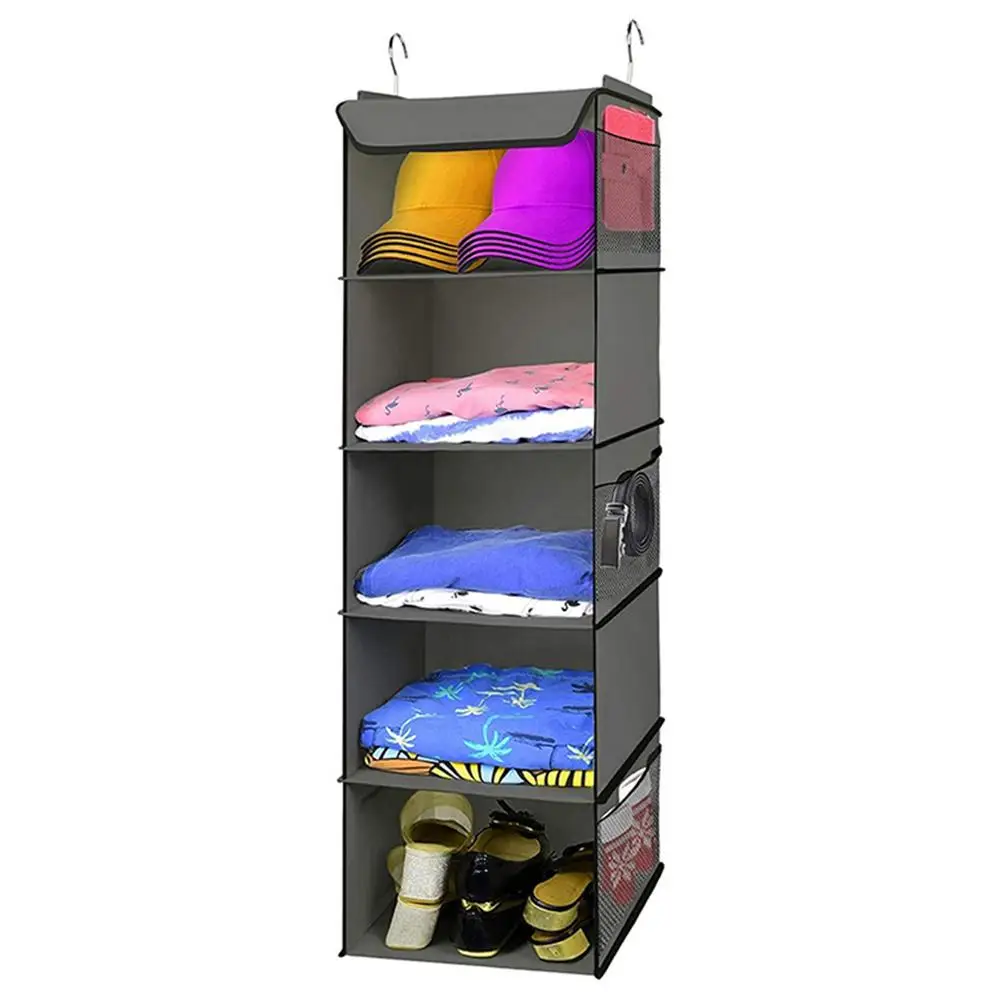 

Shelf Hangings Closet Organizer Closet Organizer 5 Shelf Closet Organization With 6 Side Mesh Pockets For College Dorm Or Bedr