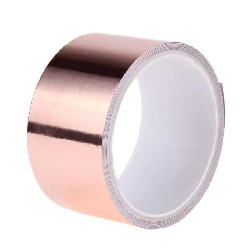 50mm X 5.5m Double Conductive Adhesive EMI Shielding Copper Foil Tape for slug repellent EMI shielding stained glass Copper Tape images - 6