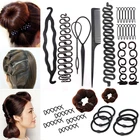 Набор женских аксессуаров для волос, набор инструментов для стайлинга, волшебный пончик, заколка для пучка, закручивающаяся эластичная резинка для волос, инструменты для волос