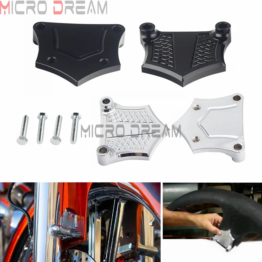 

Black/Chrome 0.75" Front Fender Brackets Spacers + Mounting Bolts Compatible With 5.50" Fender for Harley Touring 1984-2013 30"