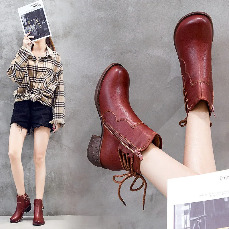 Gykaeo роскошная дизайнерская обувь для женщин ботинки из натуральной кожи женская