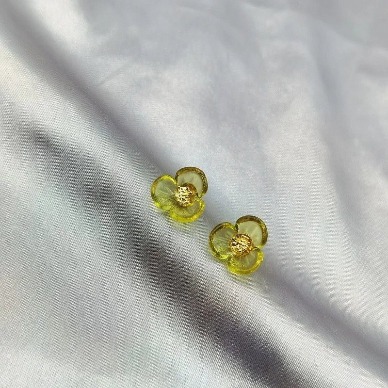 

Korean Jewelry Cute Stud Earrings Acrylic Copper Plated 14K Gold S925 Silver Needle Green Earring For Women Wedding Accessories