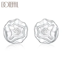doteffil new trendy earrings 100 real 925 silver rose flowers elegant soft winding stud earrings for women jewelry