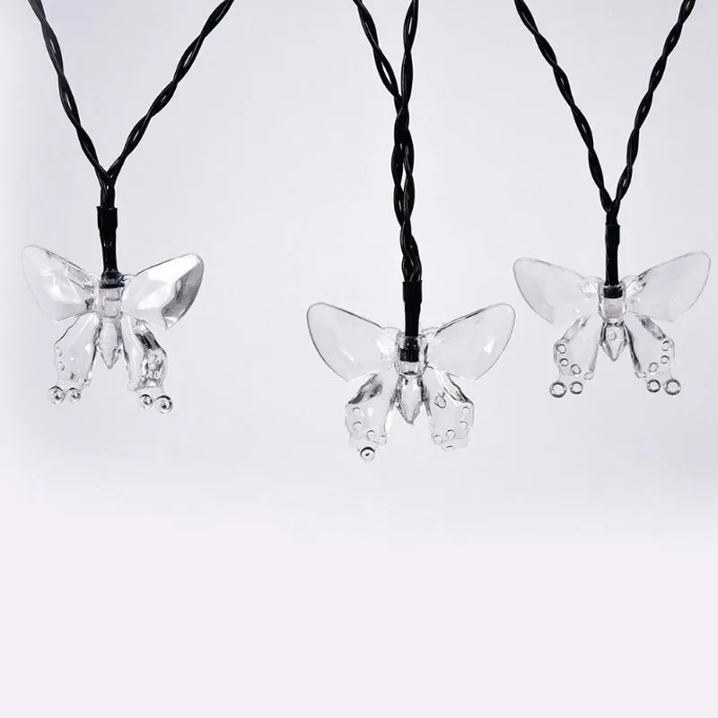 Уличная гирлянда на солнечной батарее с синими бабочками уличное украшение для