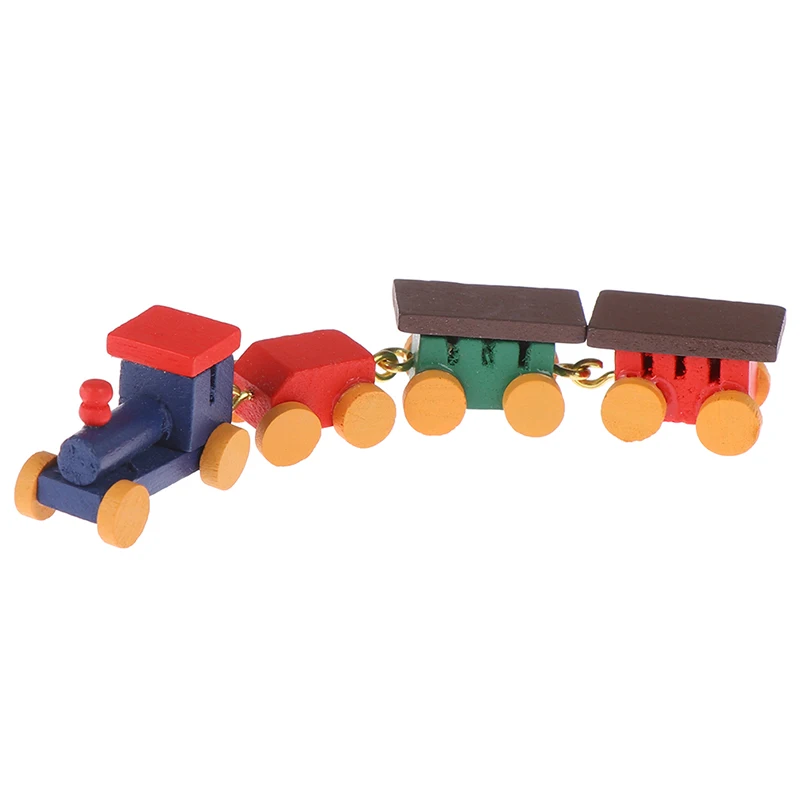 

Cute Painted Wooden Train Set Locomotive Compartment Carriages Toy 1:12 Dollhouse Play Doll House Decor Active Toys Miniature