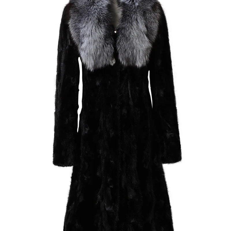 

JCBC 2021 Real Mink Fur Coat Female Large Fox Fur Collar Korean Long Coats Winter Jacket Women Natural Splice Fur Jackets MY