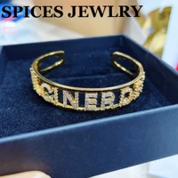 spices personality custom name bracelet jewelrycustom cz zircon bangles name words letters custom bracelet bangle women