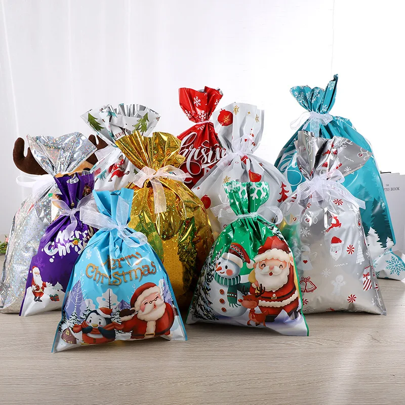 

Christmas Gift Beam-opening Packaging Bag Santa Claus Storage Candy Bag Holiday Birthday Packaging Gift Beam Opening Packaging