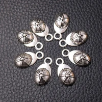 30pcs silver plated baseball hat pendant sports keychain bracelet accessories diy charms for jewelry craft making 2010mm a27