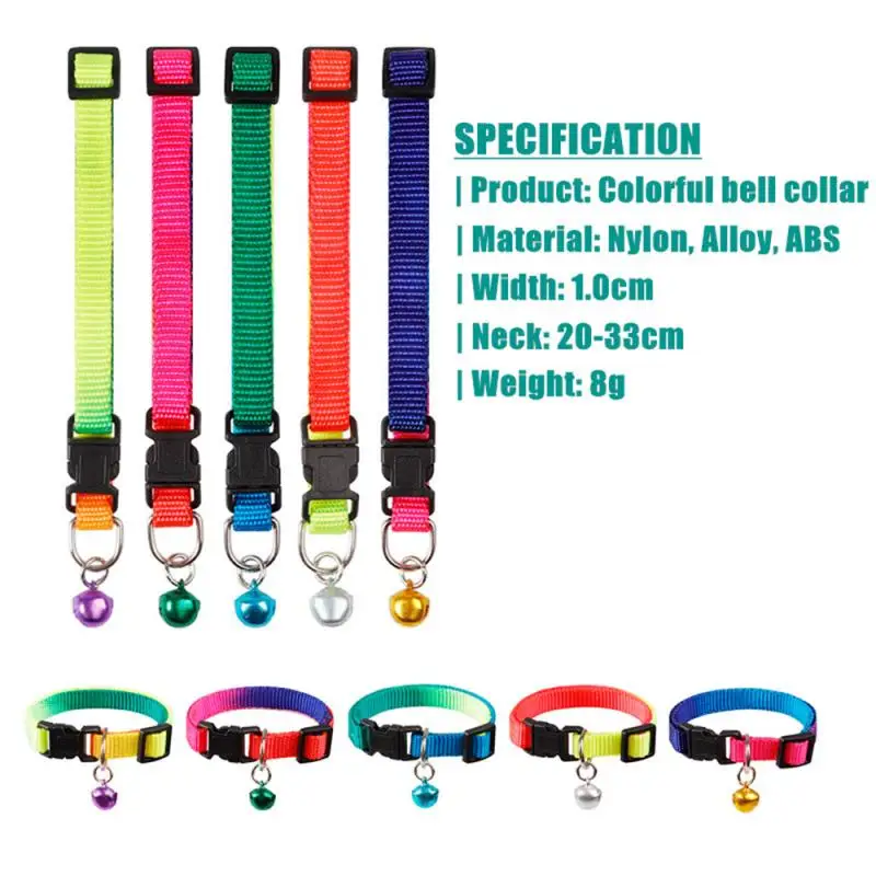 

3PCS Adjustable Soft Nylon Dog Collars With Bells Random Colorful Necklace Collar For Little Pet Dogs Cat supplies