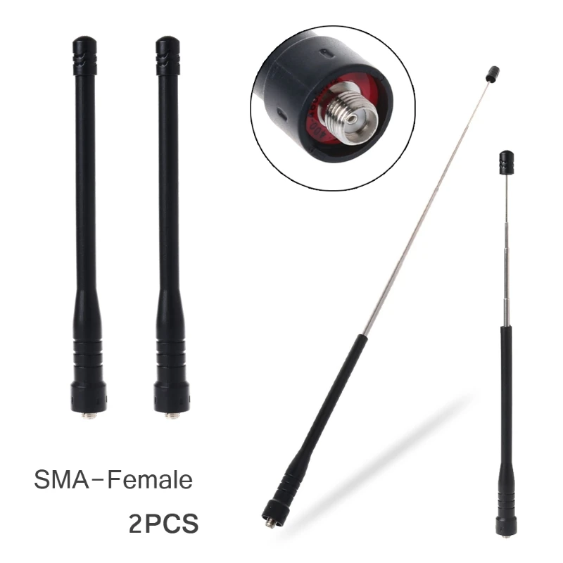 

2Pcs SMA-Female 430Mhz UHF Telescopic Gain Antenna for baofeng UV-5R 888s 777s