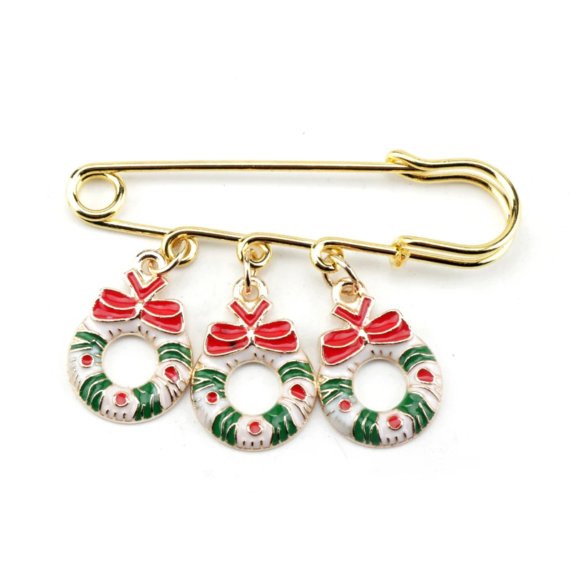 Мода эмаль металлический Рождественский кулон венок булавки нагрудная брошь