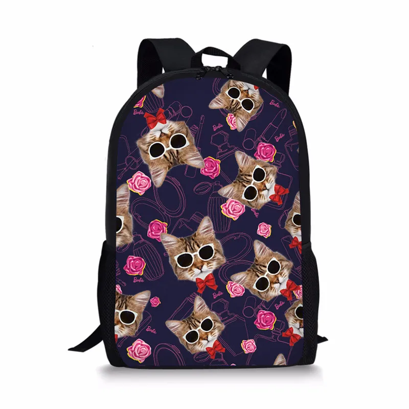 Удобные школьные ранцы для девочек, Молодежный вместительный рюкзак с милым рисунком кошки, дорожная сумка для студентов и учебников