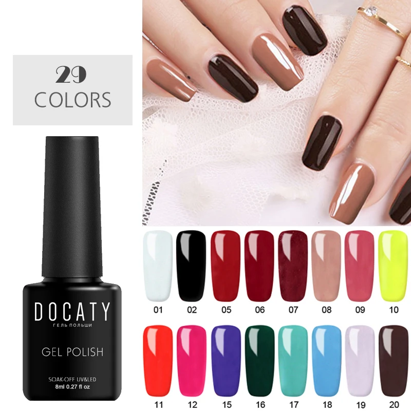 Роскошный Гель лак для ногтей Docaty набор дизайна УФ светодиодный отмачиваемый