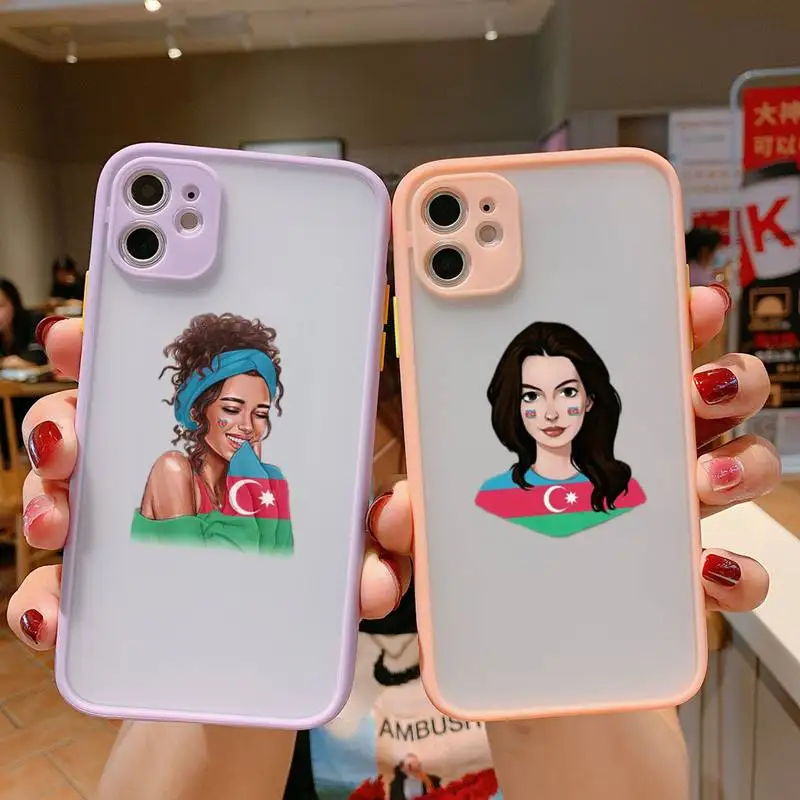 

Azerbaijan buta flag girl Bumper Phone Case For iphone12 11 Pro Max X XS Max XR 7 8 Plus 12mini Matte Shockproof Cover