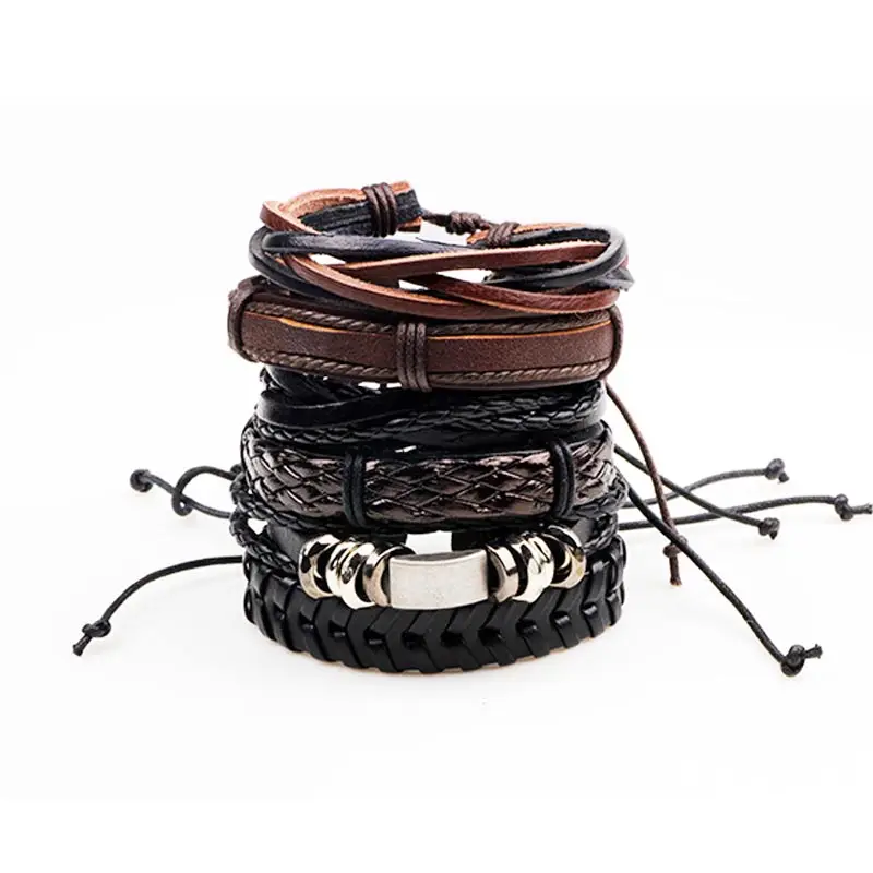 1 Комплект кожаных браслетов ручной работы черного цвета на море для девочек