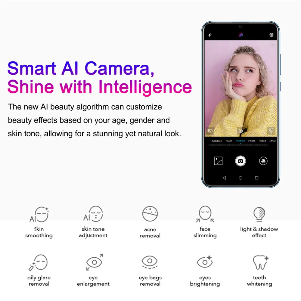 Honor 10 Lite Android 9,0 6,21 дюймов 3+ 64 Гб Смартфон 3400 мАч 24MP 3 камера мобильный телефон AI камера отпечатков пальцев Восьмиядерный