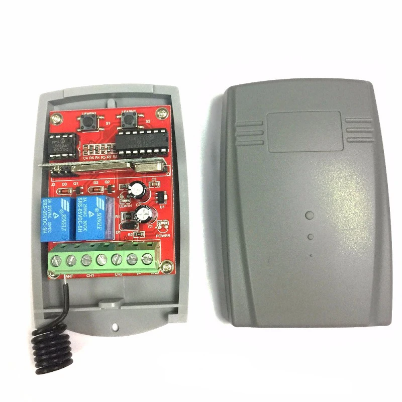 

12-24v DC 2 channel fixed code and rolling code garage gate door remote control opener 433 92mhz receiver
