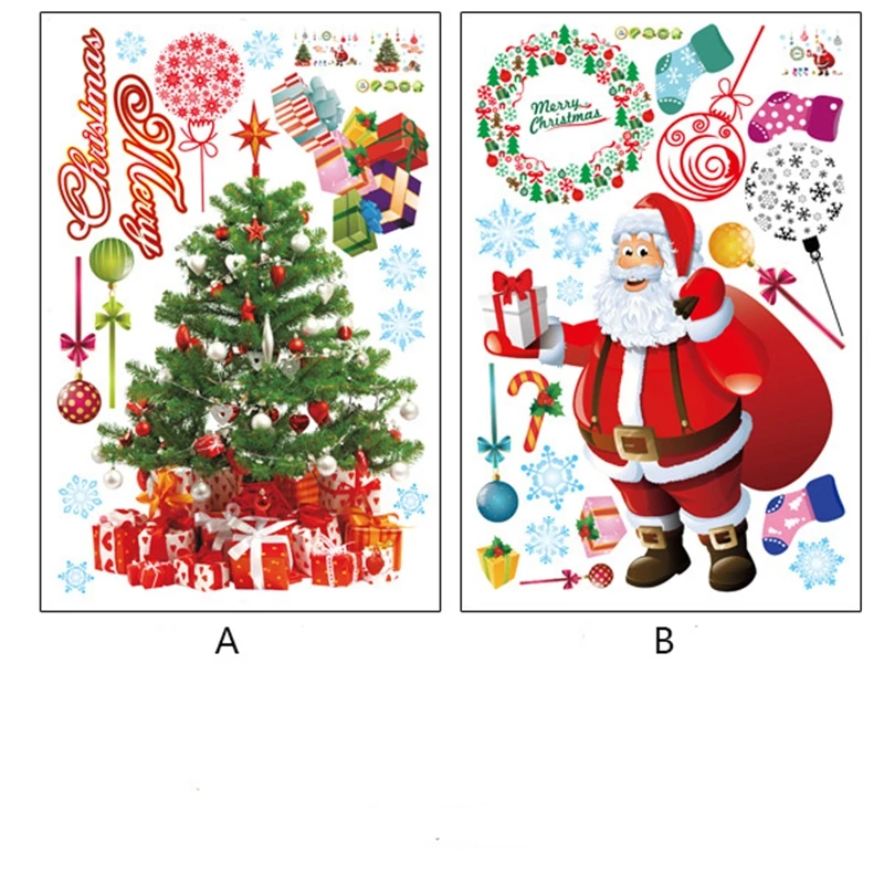 Рождественские украшения на улице 2021 наклейка стену новогодний декор комнаты