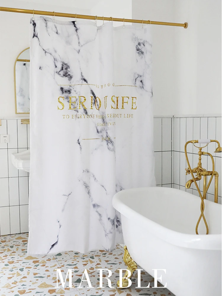 

Не в мраморном стиле, ванная комната, полиэстер, занавеска для душа, скандинавские плотные, высокое качество, водонепроницаемые подвесные з...