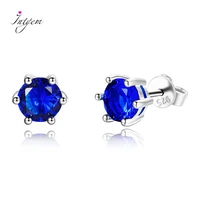 real 925 sterling silver earrings aaaaa royal blue cubic zircon stud earrings women fashion high jewelry party wedding gifts