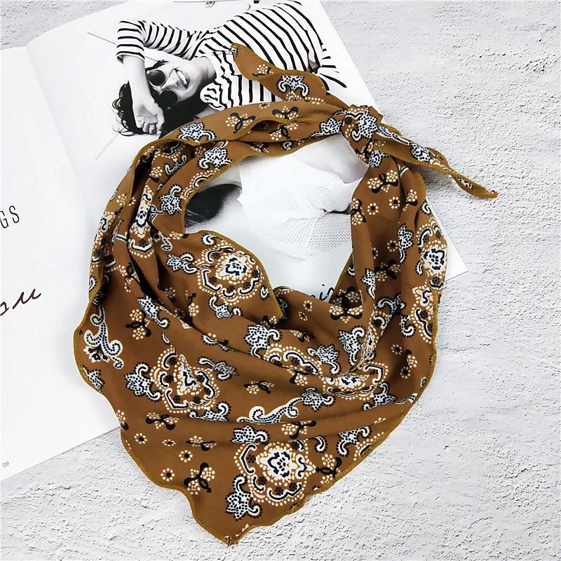 Женский шифоновый шарф маленький треугольный для девушек аксессуар шеи весна