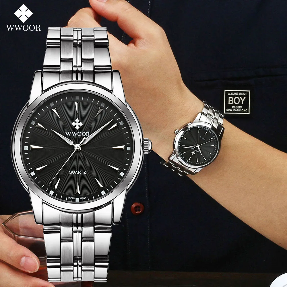 Watch for Men Warterproof Sports Mens Watches WWOOR Top Brand Luxury Clock Male Business Quartz Wristwatch Men Relogio Masculino