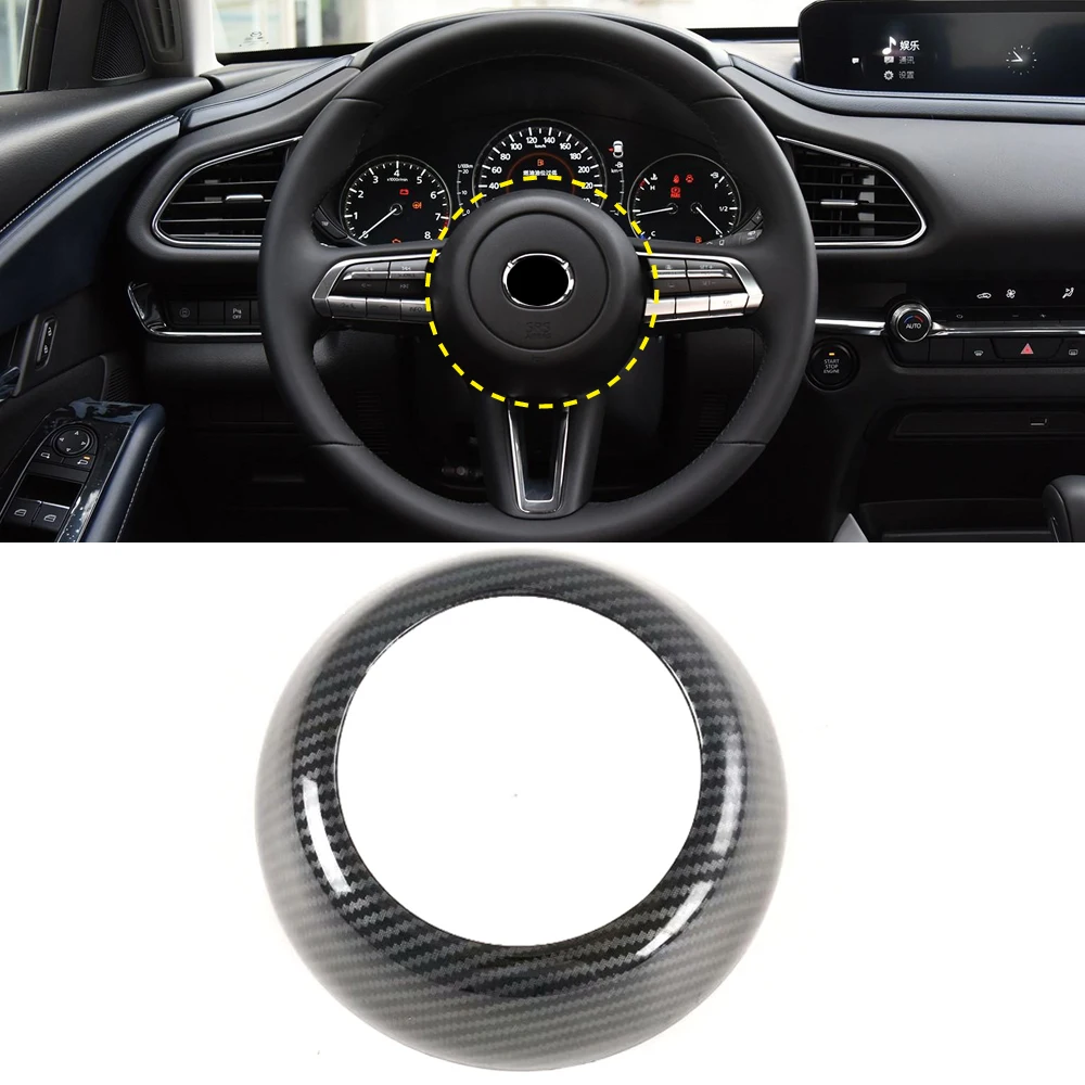 

Подходит для Mazda CX-30 CX30 2019 2020 автомобильные аксессуары ABS углеродное рулевое колесо с центральным декором накладка 1 шт.