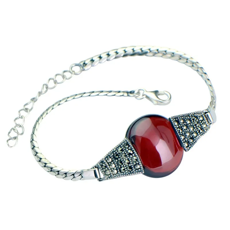 Женский этнический Шарм браслет из 100% натурального красного граната браслеты