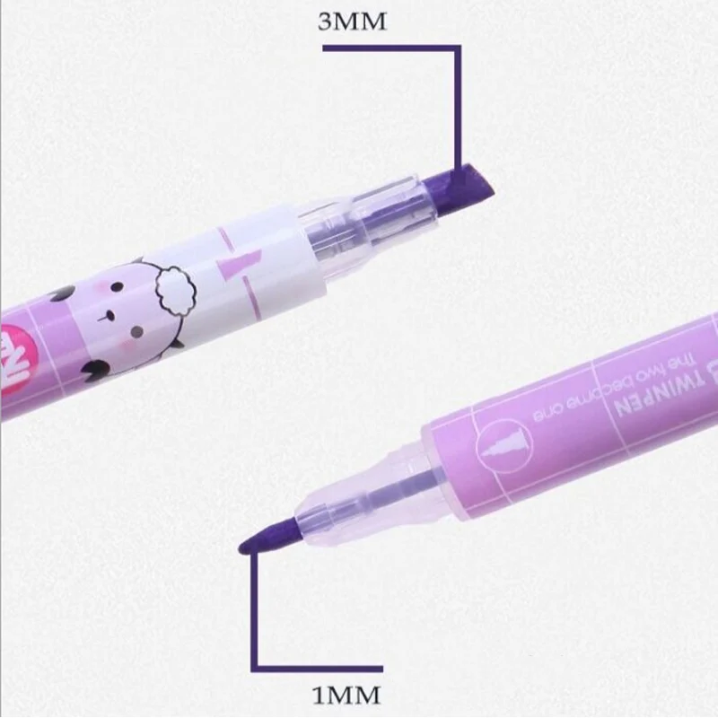 

6Pcs Creative High Capacity Double Highlighter Hand Account Marker Pen Drawing Pen Marcador Child Gift Office&School Supplies