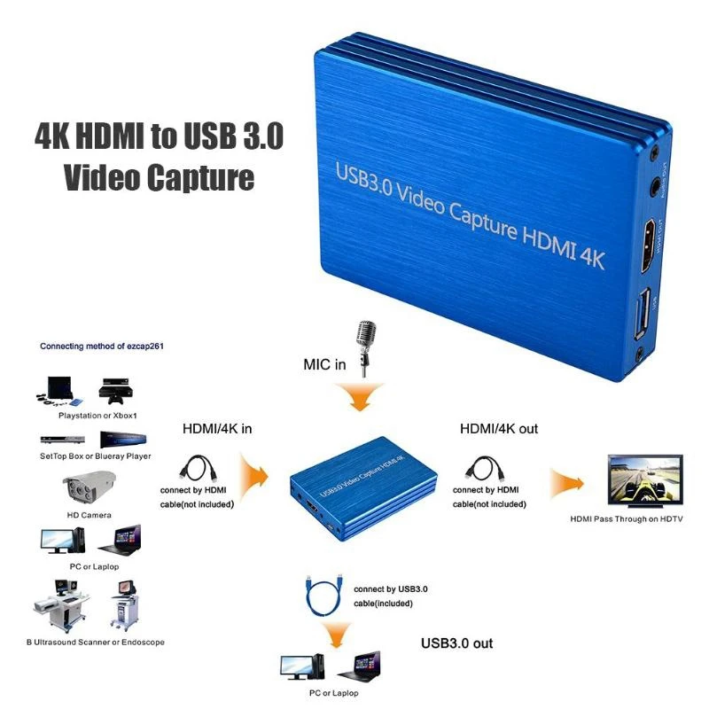 

4K 1080P HDMI to USB 3.0 Video Capture Card for OBS Live Stream Broadcast Case Automatically Adjust Settings