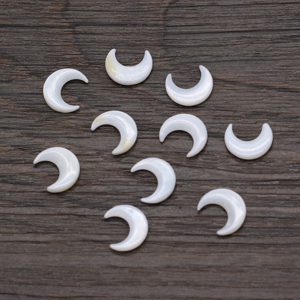 10pcs Crescent Shape Natural White Shell Beads Accessories Loose for Jewerly Making Wholesale 10x10mm | Украшения и аксессуары