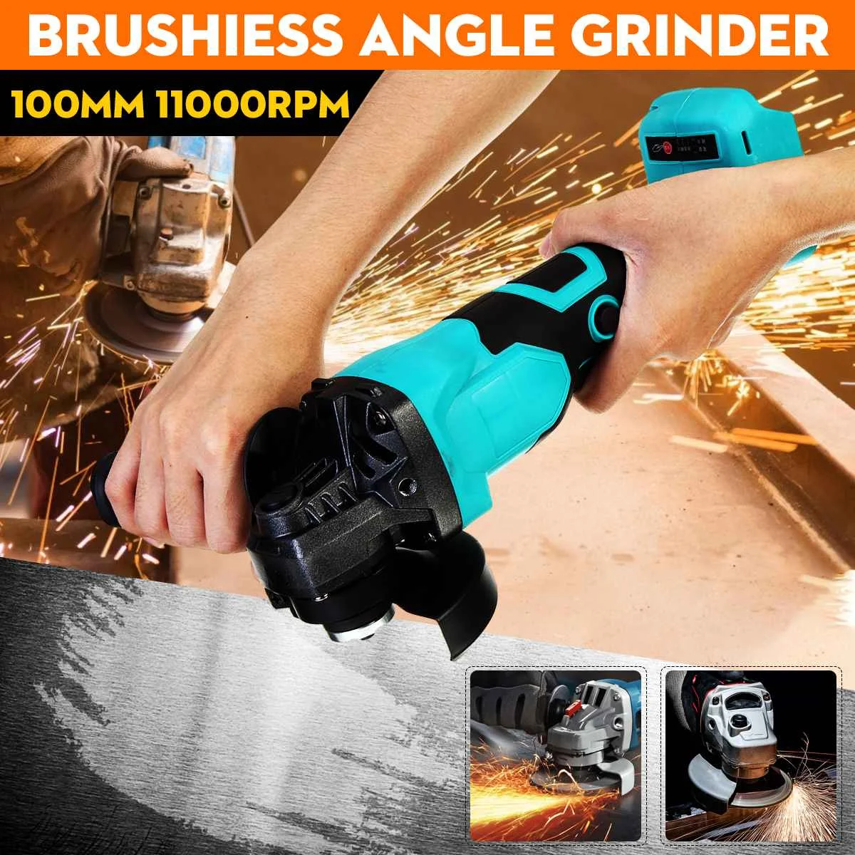 

BLMIATKO 100mm Brushless Cordless Angle Grinder Variable Speed 800W Power Tool Grinding Machine Polisher For Makita 18V Battery