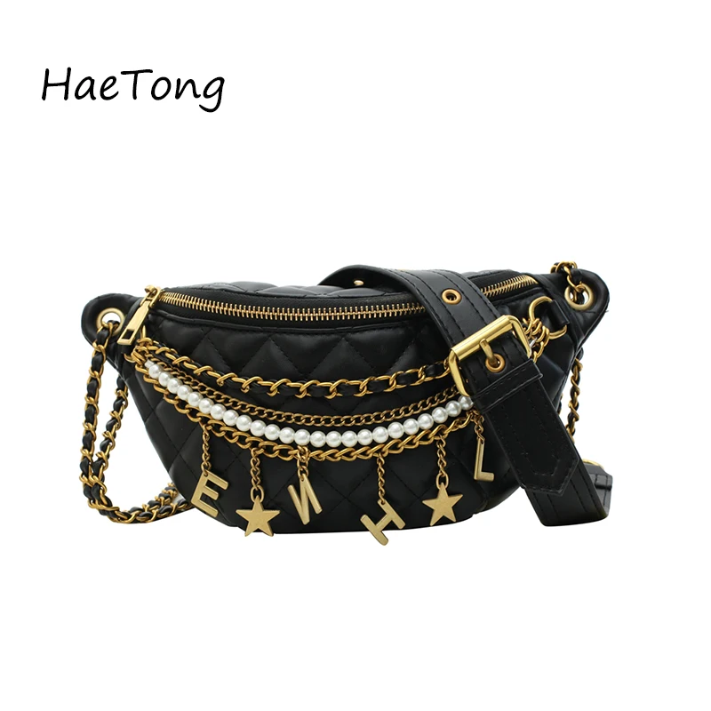 Модные стеганые нагрудные сумки для женщин 2019 ремень через плечо сумка черная