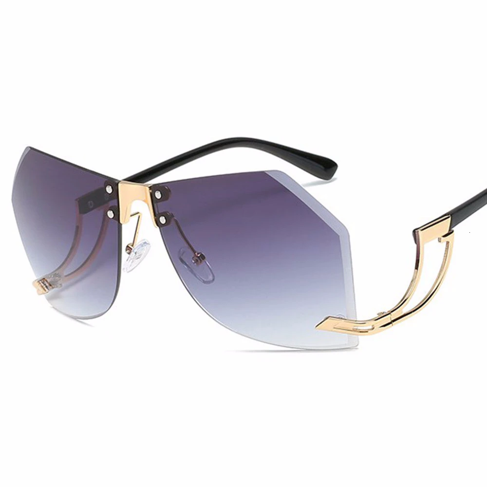 

9Color Irregular Frameless Sunglasses Women Gradient Alloy Frame Brand Glasses Designer Luxury Female Shades Lentes De Sol Mujer
