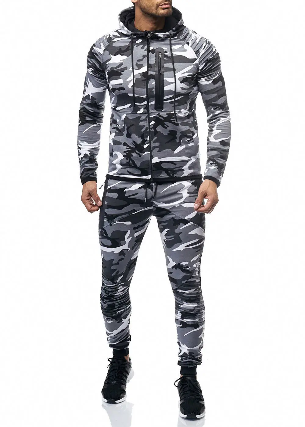 ZOGAA Men's Camouflage Tracksuit Hoodies+Sweatpants 2 Piece Sports Suit Large Size Fashion Sportswear Casual Men | Мужская одежда