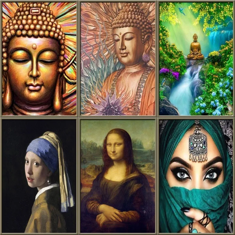 

5D DIY Full Round Drill Diamond Painting Buddhism Cross Stitch Kit Embroidery Craft Rhinestones Mosaic Art Wall Sticker Decor