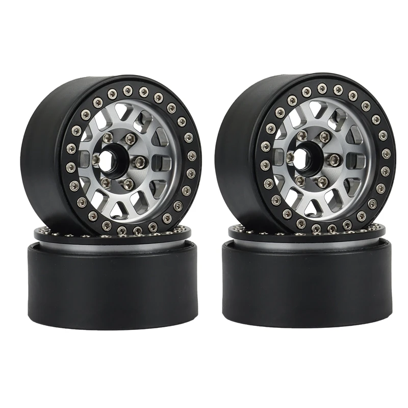Llantas de cubo de rueda de 12 agujeros, accesorio con abalorios de Metal 1,9 de 4 piezas para 1/10 RC Crawler Axial SCX10 90046 AXI03007 Traxxas TRX4 D90-0