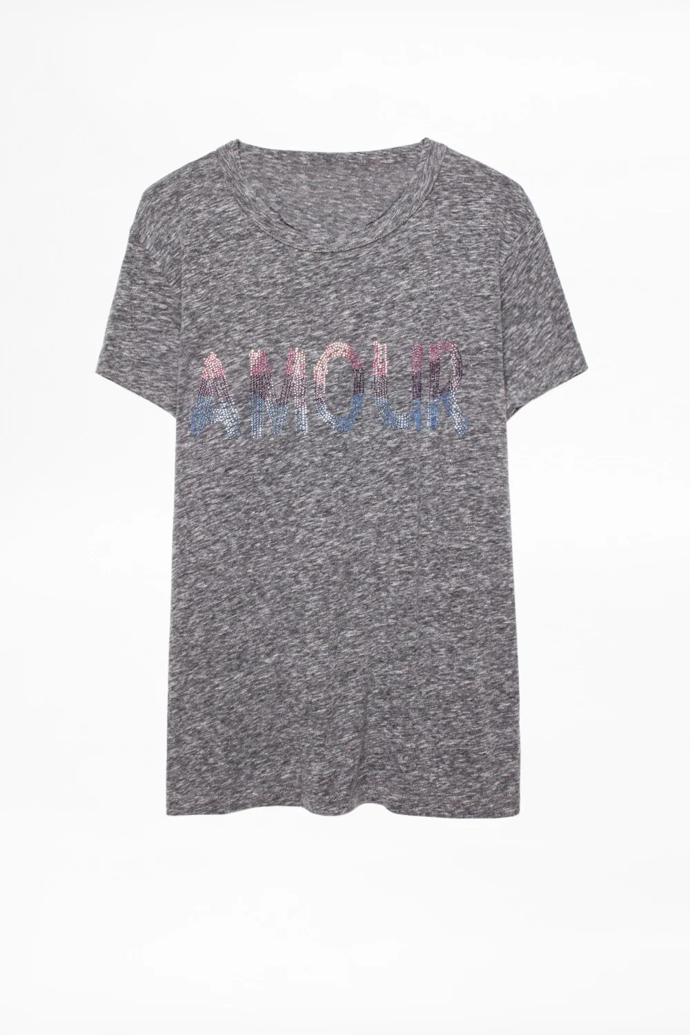 

Women's T-shirt Summer New Diamond Gray Cotton Loose Short Sleeve T-shirt