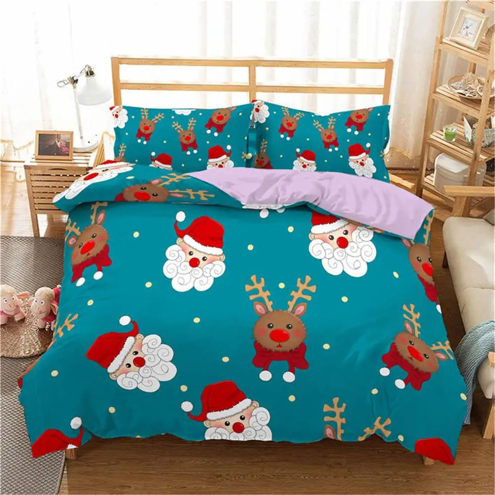 SXJ0567-1 ZEIMON Merry Christmas 3d Bedding Set Deer Printed Bedspread Duvet Cover Set Queen King Microfiber Set Decor Home Textile 2/3pcs - Цвет: SXJ0567-1