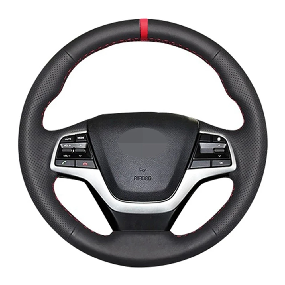 Черная искусственная кожа нескользящий чехол рулевого колеса автомобиля