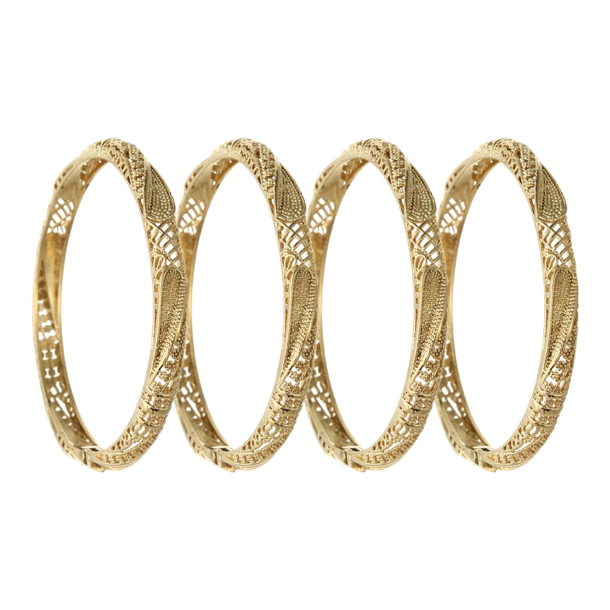 

African Middle East Dubai 4Pcs Openable Bracelets Ethiopian Gold Color Bangles For Women Bijoux Halloween Jewelry