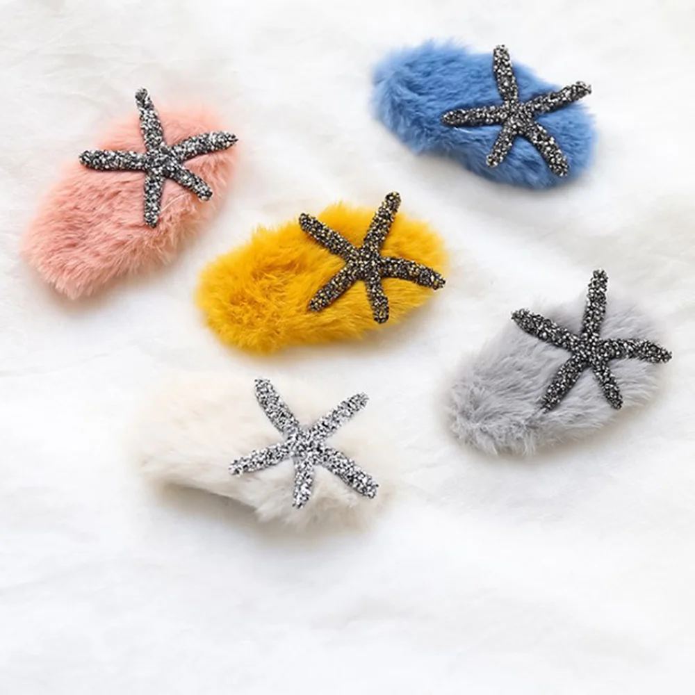 5 Цвета Симпатичные Морская звезда Форма заколка для волос нежный плюшевые